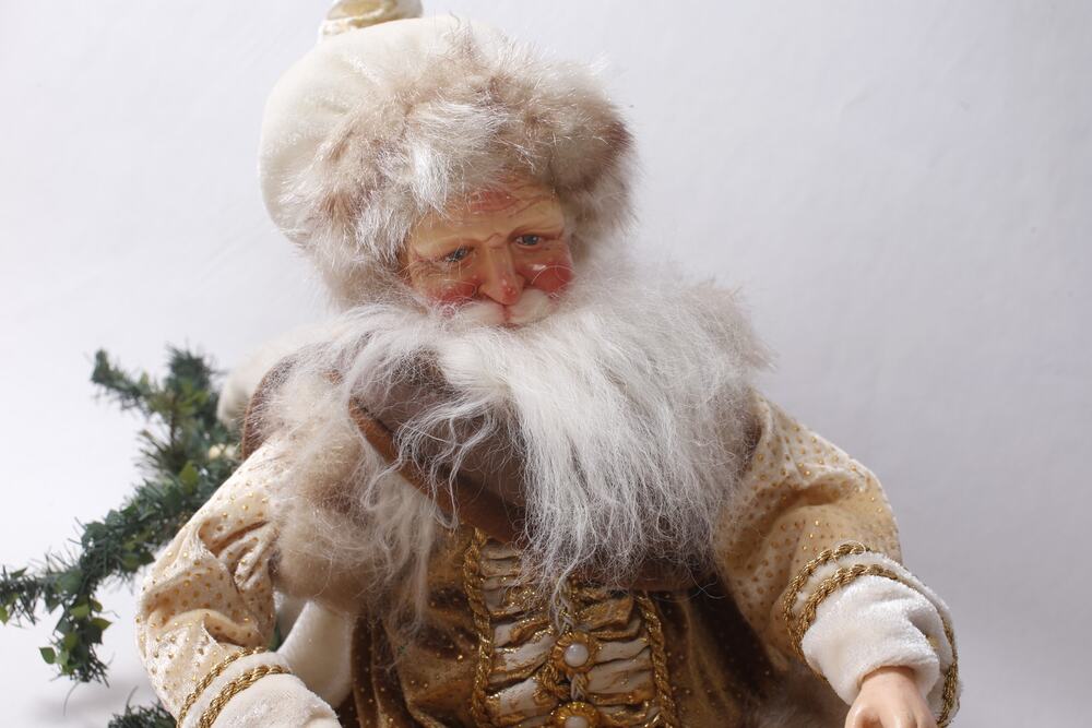 Santa Claus Cream-and-gold Large Elf Figure 28" Holiday Shelf Sitter ~ 260914-W